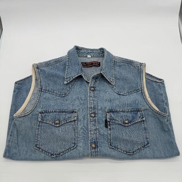 Vintage Circa USA Denim Western Snap Shirt Sleeveless Western Style Small - Picture 3 of 15